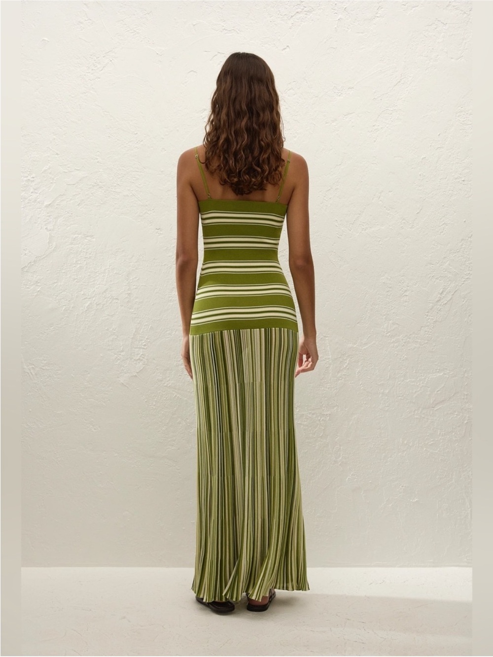 Faithfull the Brand Olive Green Striped Maxi Dress - Picture 4 of 12